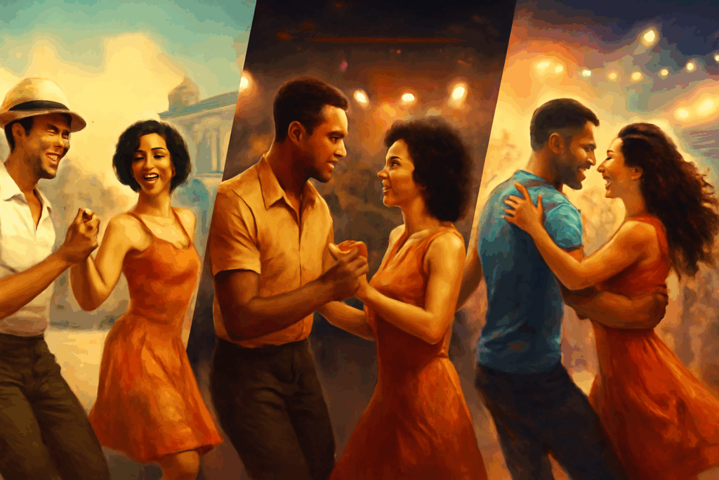 A visual timeline of salsa dance evolution from its Cuban roots to modern international festivals.